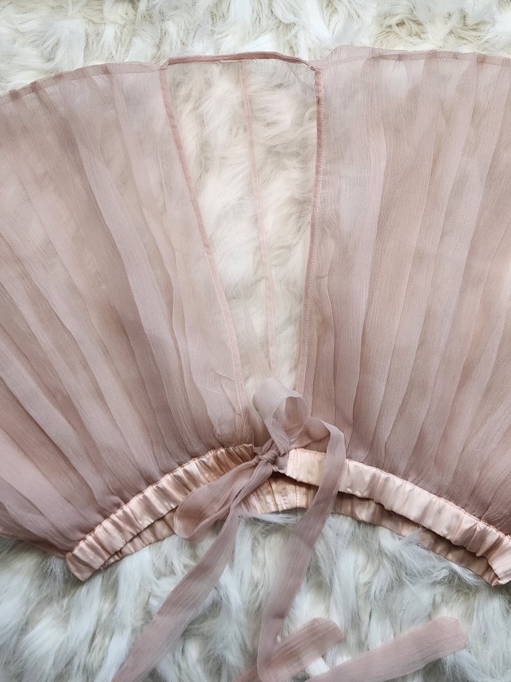 Urban Outfitters Sheer Pleated Tie-Front Top — Dusty Rose